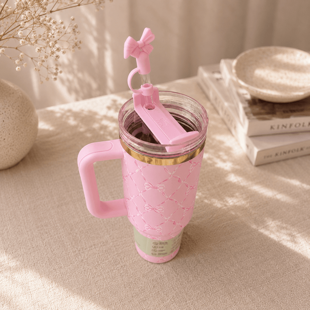 Stanley LoveShackFancy Pink Bow 40oz Insulated Tumbler Gift Set