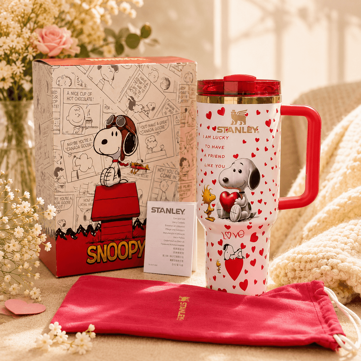 Stanley Snoopy Love Hearts Tumbler